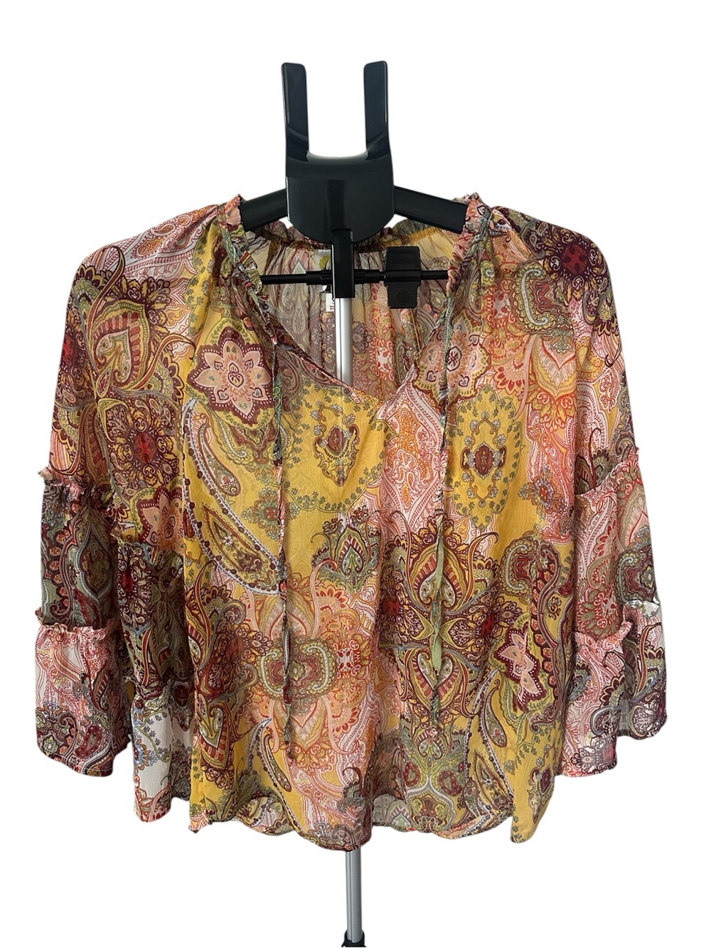 Anthropologie Fig And Flower Women's Sheer Paisley Top Small Boho Peasant Hippie